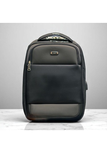 Orta Boy Laptop Gözlü Sert Kasalı Sırt Çantası Baggaj S24132 Siyah - Gri