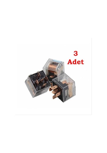 3 Adet Üniversal Mini Röle 40 Amper Şeffaf 5 Uçlu 12V Role