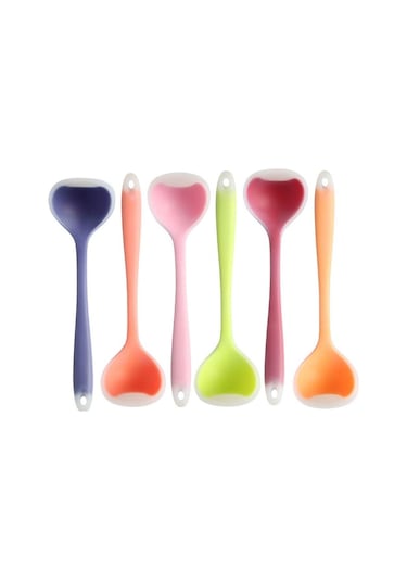 Sarı 1 Adet Renkli Saydam Silikon Kaşık Yapışmaz Anti Yüksek Sıcaklık Çorba Kaşık Pişirme Araçları Mutfak Malzemeleri