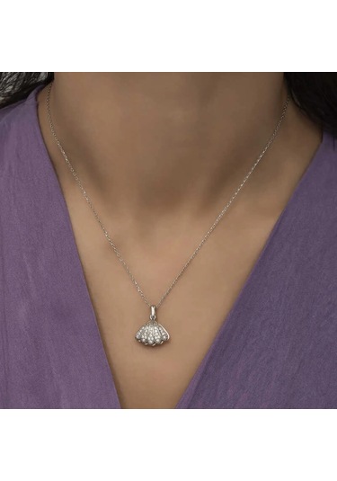 925 Ayar Gümüş İncili İstiridye Bayan Gümüş Kolye T6099 599599 Gümüş