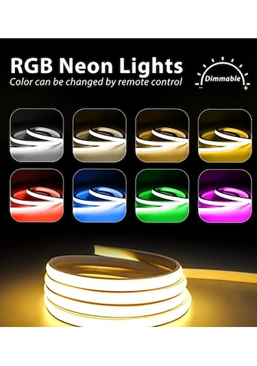 Neon Led Şerit Işık Seti Rgb Renkli Bluetooth Smart 2.5 Metre