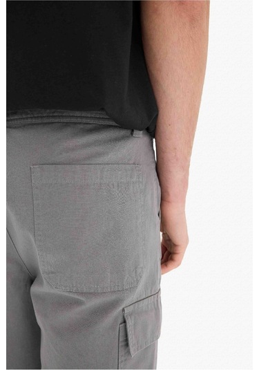 Defacto %100 Pamuk Regular Kargo Cepli Bermuda Şort E1708ax25smgr206 Gri