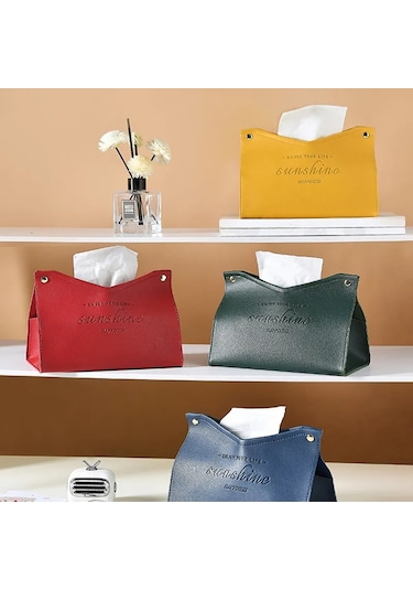 Pink1-leather Doku Kutusu Araba Doku Kutusu Ev Oturma Odası Dekorasyon Yatak Odası Mutfak Masaüstü İskandinav Büyük Saklama Kutusu Peçete Tutucu