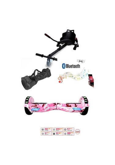 Elektrikli Kaykay Scooter Akıllı Denge Hoverboard + Hoverkart + Çanta Full Ledli Extrem Paket D05