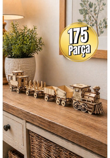 3d Ahşap Tren Maketi Dıy Model Seti Dekoratif Ve Eğitici Hobi