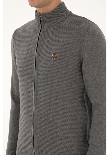 U.s. Polo Assn. Erkek Gri Melanj Hırka Triko 50307800-vr086 Gri Melanj