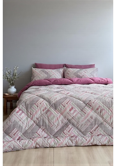 Alla Turca Çift Kişilik 4 Yastık Kılıflı Lastikli Çarşaflı Çift Taraflı Desenli Uyku Seti-nova Gül Kurusu Gülkurusu