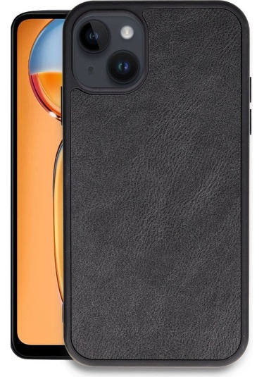 Apple, Uyumlu iPhone 15 Kılıf Aras Deri Kapak - Siyah