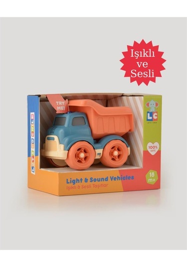 Let's Be Child Sesli Ve Işıklı Minik Kamyon 31016 Lacivert - Turuncu Kasalı, Çocuklar İçin Oyuncak Kamyon