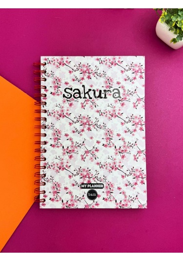 Kırmızı Sakura Tasarımlı Konuşan Ajanda Pembe