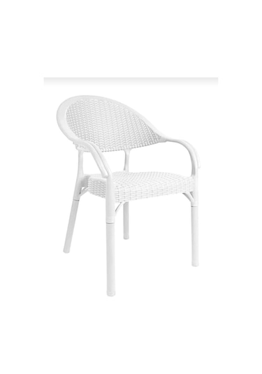 Bambu Beyaz 90x150 Cm Camsız Rattan Bahçe Balkon Masa Takımı Beyaz