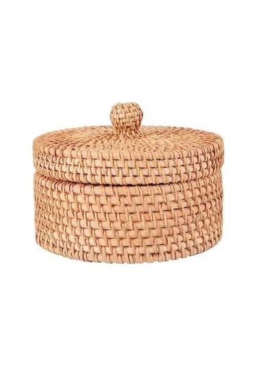 Bosphorusboutique02 El Dokuma Rattan Meyveli Kek Kutusu Şapka Kapaklı 14x8cm Rattan Hasır Diğer Diğer