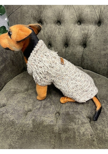 Pati Kedi Köpek Örme Ponponlu Püsküllü Gri Renkli Giyim Pet