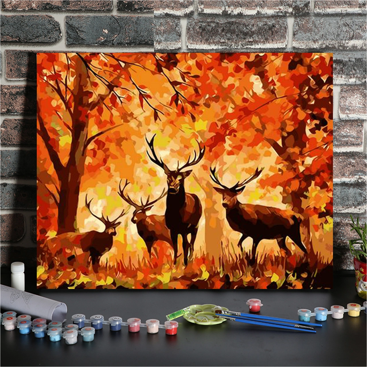 Dianziye 30x40cm Gx713 Elk Desenli Rakamlı Yağlı Boya, Ev Dekorasyonu İçin Dıy El Boyama Seti, Çerçevesiz Diğer