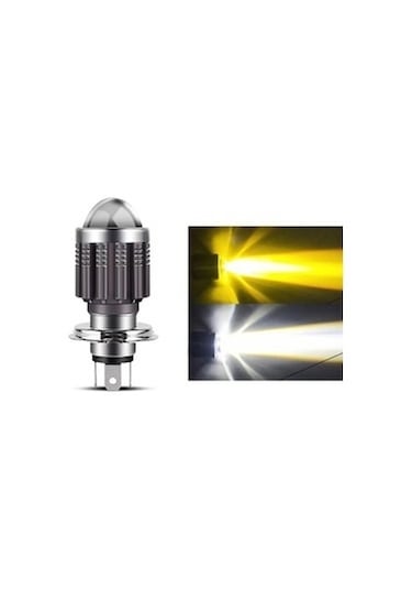 Motosiklet H4 Ledli Far Ampülü Sarı - Beyaz