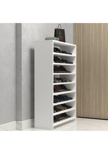 Kenzlife Ayakkabılık Konevi Mat Beyaz Suntalam 125 080 30 Otuziki Çift Ayakkabı Kapasitesi Arkalıksız Beyaz