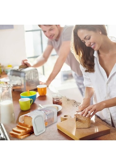 Pazly Kapaklı Hava Geçirmez Ekmek Saklama Kasesi Şeffaf Plastik Mutfak Ekmek Kutusu Bpa İçermez, Fda Yok Beyaz Beyaz