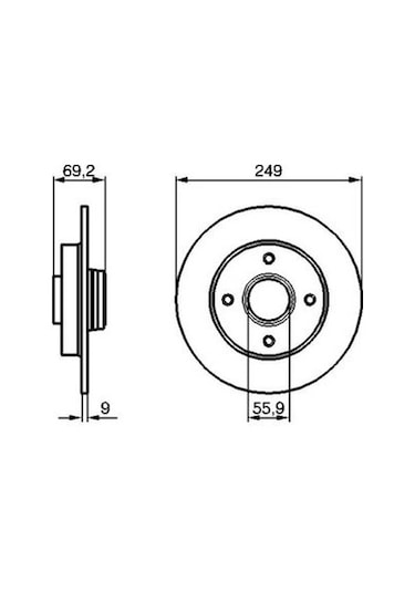 Citroen C4 1.6hdi 2004-2010 Bosch Arka Disk Rulmansız 249mm 2 Adet