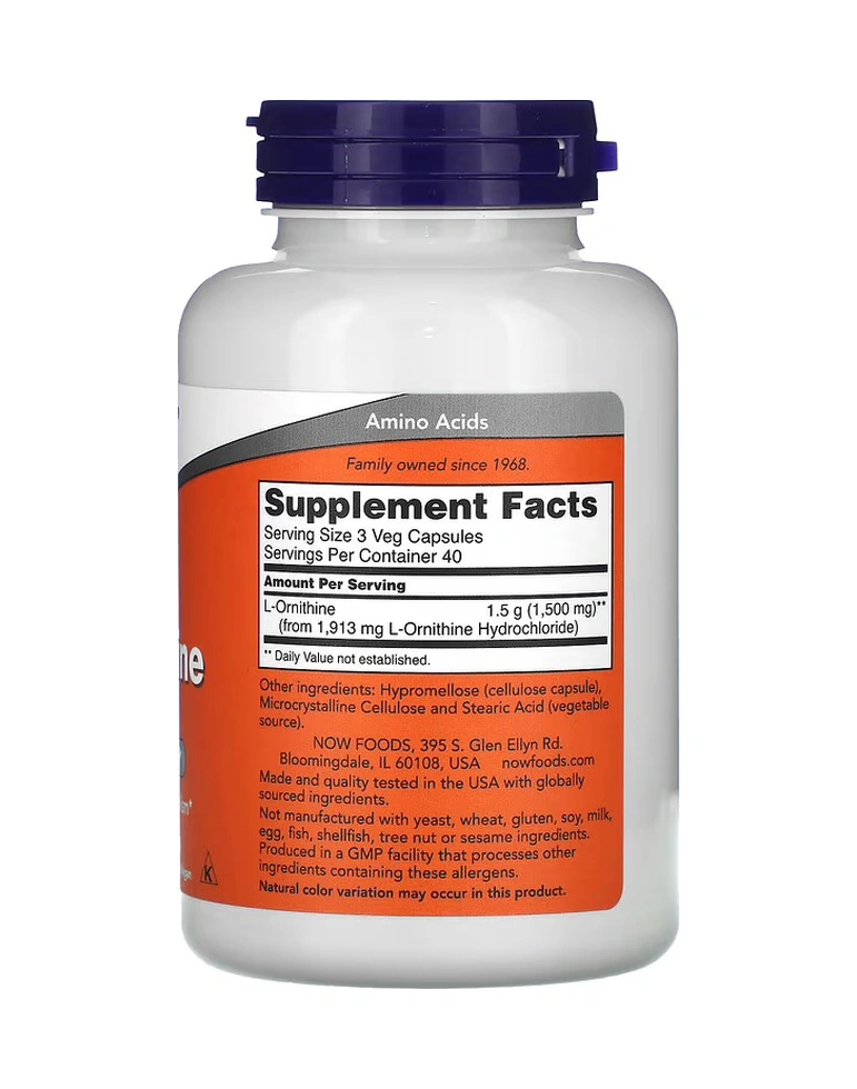 L-ornithine, 500 Mg, 120 Veg Kapsül