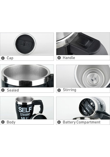 Xiyyadms 350ml Akıllı Otomatik Karıştırıcı Kupa - Çelik Paslanmaz Kahve, Protein Tozu, Milkshake Karıştırıcı, Taşınabilir Leakproof Kapaklı Sarı