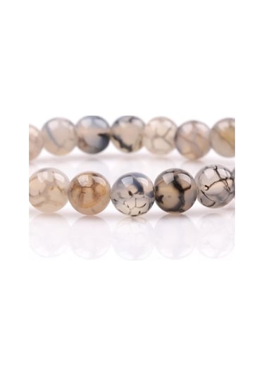 Tesbih Sakarya Yosunlu Gri Akik Taşı Doğaltaş Unisex Bileklik Gri