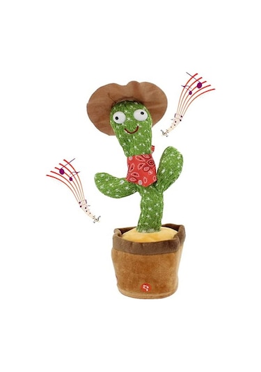 Mobgift Dans Eden Ses Taklit Eden Müzikli Peluş Kaktüs Oyuncak