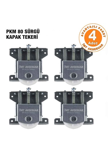 İmt Aksesuar Pkm 80 4 Adet Sürgülü Dolap Kapağı Ve Gardrop Sürgü Kapağı Tekeri Metalik