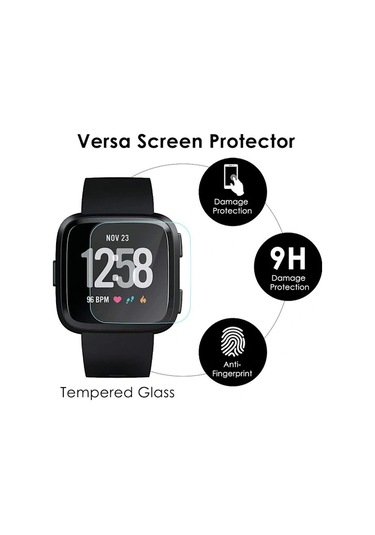 Fitbit Versa Ve Versa Lite İle Uyumlu Qd-4'lü Ekran Koruyucu Versa 2 İçin Değil , Versa İçin Su Geçirmez Temperli Cam Ekran Koruyucu Kılıf