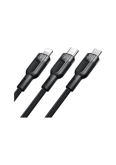 Mcdodo 3In1 65W Lightning/Type C/Micro Usb Şarj Kablosu 1.2 Metre