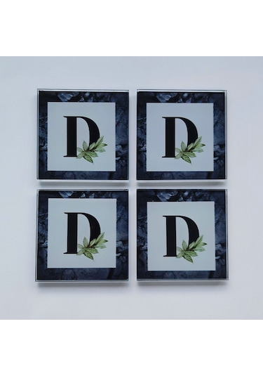 Decorita Cam Bardak Altlığı D Harfli Tasarım 4'lü Takım 10 x 10 CM Çok Renkli