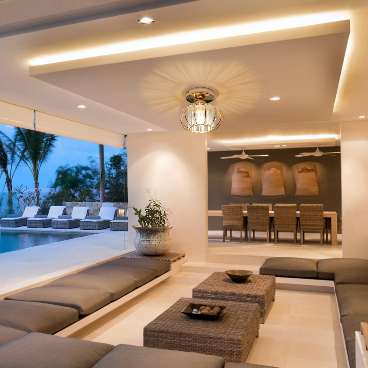 Geeksen Kemer Işığında Modern Kristal Led Spot, Demir Gövde, E27 Yuva, 110-240v, Kaynak Hariç, Avrupalı Standart Diğer