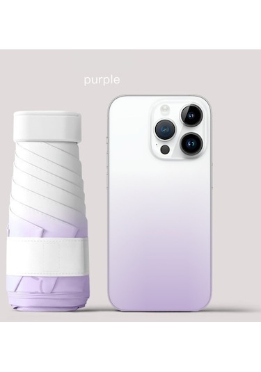 Yystore Kadın Altı Kemikli Ultra Hafif Mini Güneş Şemsiyesi Degrade Renk Xycz8656 Mor