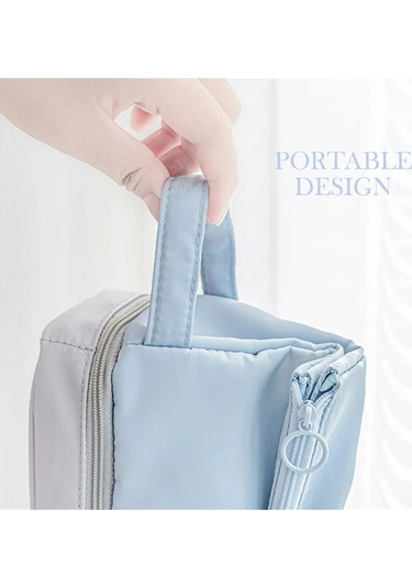 Aubyhe Geniş Kabinli Kumaş Kalem Kutusu, Çok Bölmeli, Dikey Fermuar İle Genişletilebilir, Öğrenci Okul Malzemesi, Seyahat/makyaj Kutusu - Lacivert Blue