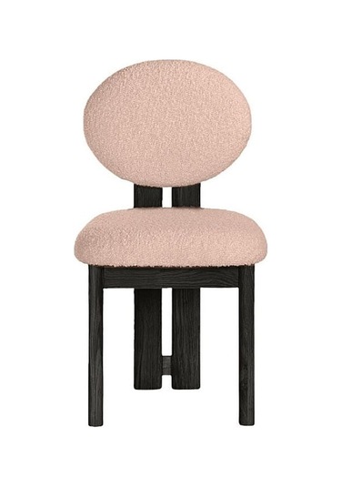 Coco İskandinav Teddy Natural Ahşap Bohem Sandalye Siyah - Krem