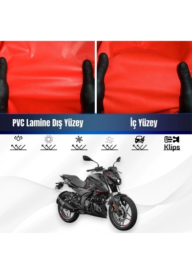 Bajaj Pulsar N 250 Motosiklet Brandası Su Geçirmez Branda Kırmızı Branda Motor Branda Lç