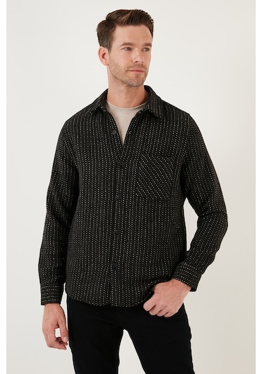 Buratti Desenli Cepli Regular Fit Uzun Kollu Kışlık Erkek Gömlek Cf24W127187 Siyah-Haki Buratti Desenli Cepli Regular Fit Uzun Kollu Kışlık Erkek Gömlek Cf24W127187 Siyah-Haki