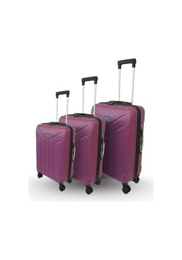 Vegmann Tartılı Scavel Violet 3 Lü Valiz Seti Violet