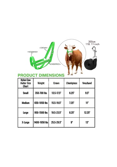 Homyl Bull Bridle Head Harness Supply Naylon İnek Yular M Siyah