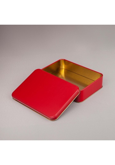Kırmızı Metal Kutu 19x13,5x4,5 Cm