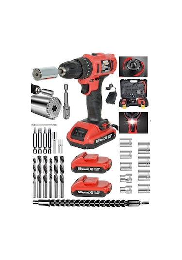 Mager MGR-1058 Darbeli Akülü Vidalama Bakır Sargı Şarjlı Matkap + 27 Parça Set