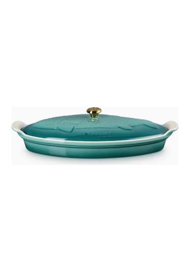 Le Creuset Kapaklı Seramik Balık Pişirme Kabı, 34 Cm Blue Riviera