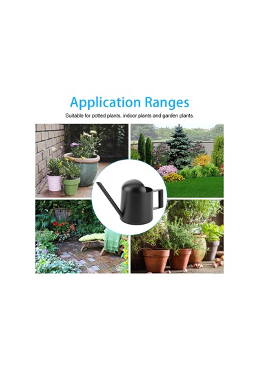 Tenfowee 300ml Siyah Paslanmaz Çelik Sulama Kavanozu - Uzun Çıkan Ağızlı, Ergonomik Kollü, Ev Ve Bahçe Bitkileri İçin Dayanıklı Sulama Aleti