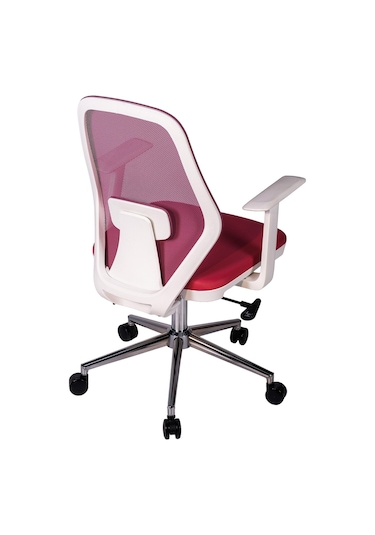 Ofisbazaar Dali Beyaz Fileli Çalışma Koltuğu Ergonomik Şef Ve Toplantı Koltuğu Pembe Pembe