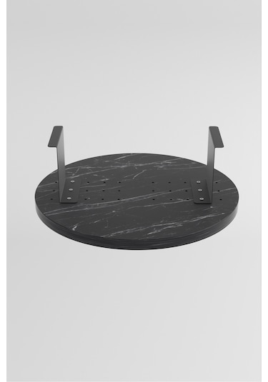 Zigon Sehpa Yan Sehpa Ayarlanabilir Tepsi Dekoratif Modern Tepsi Bendir Siyah Mermer Desen