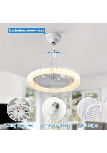 Xuweiwei Beyaz E27 Uzaktan Kumandali Led Tavan Fanli Lamba 3 Hiz 3 Renk 17 Mod E27 E26