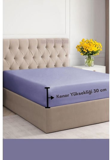 Lila Renkli %100 Pamuklu Penye Kumaş Fitted Lastikli Çarşaf