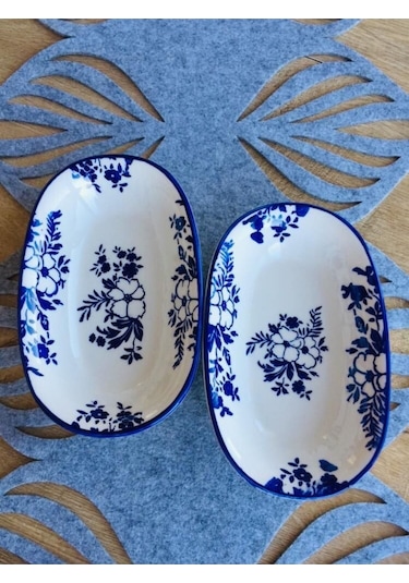 Yasemin Model 2'li Orta Büyük Sunum Tabağı Beyazz