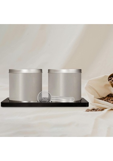 Suntek 2 Parça Kahve Şeker Konteyner Seti Kapak Depolama Rafı
