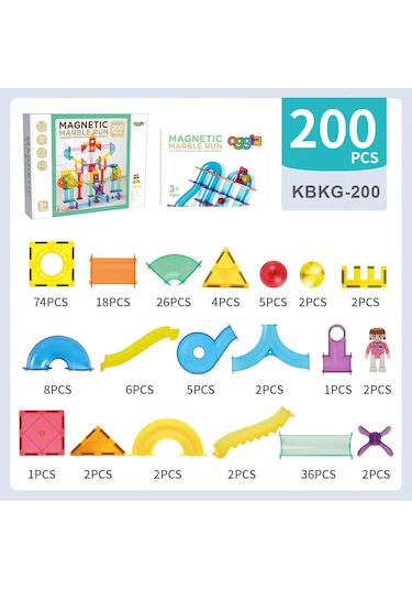 Marble Run 200 Parçalı Premium Manyetik Oyuncak/bloklar Seti 7 A