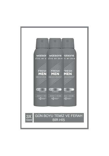 Watsons Ocean Comfort Pudrasız Deodorant Sprey 150 Ml X 3 + Fresh Men Pudrasız Deodorant Sprey 150 Ml X 3